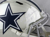 Roger Staubach Signed Dallas Cowboys F/S Chrome Speed Helmet w/HOF- Beckett Auth