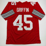 Autographed/Signed Archie Griffin Ohio State Red College Football Jersey BAS COA