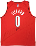 TRAILBLAZERS DAMIAN LILLARD AUTOGRAPHED RED FANATICS JERSEY XL BECKETT 214825