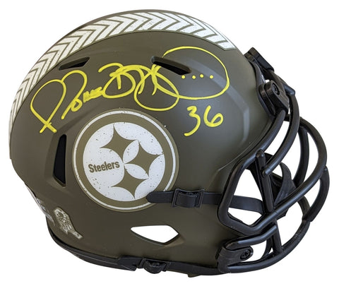 Steelers Jerome Bettis Signed Salute To Service Speed Mini Helmet BAS Witnessed