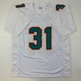 Autographed/Signed Raheem Mostert Miami White Football Jersey Beckett BAS COA