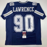 Autographed/Signed Demarcus Lawrence Dallas Blue Football Jersey JSA COA