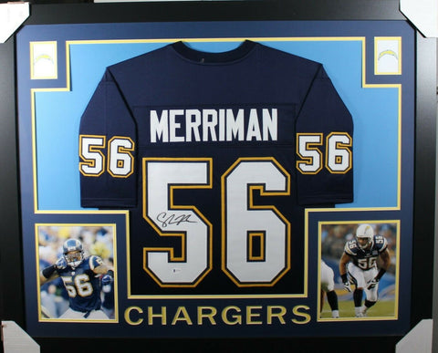 SHAWNE MERRIMAN (Chargers Dblue SKYLINE) Signed Autographed Framed Jersey Becket