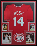 FRAMED CINCINNATI REDS PETE ROSE AUTOGRAPHED SIGNED INSCRIBED JERSEY JSA COA