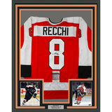 Framed Autographed/Signed Mark Recchi 33x42 Philadelphia Orange Jersey JSA COA