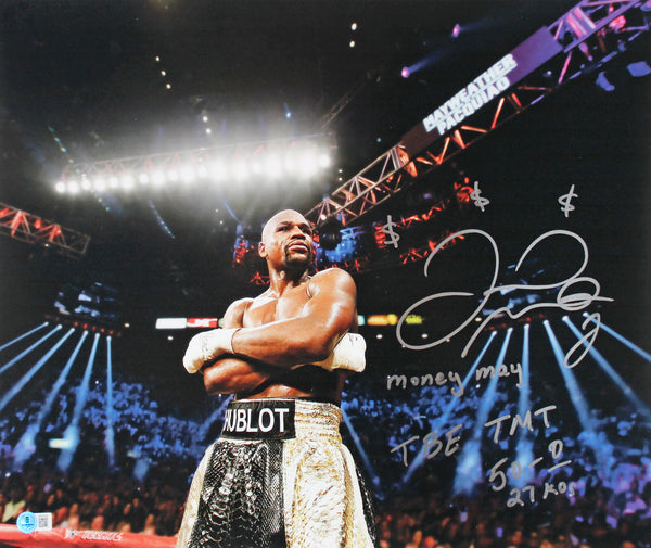 Floyd Mayweather "5x Insc" Signed 16x20 Photo w/ Arms Crossed BAS #BP50729