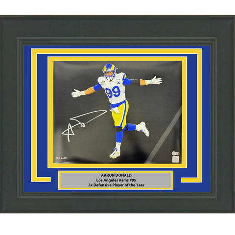 Framed Autographed/Signed Aaron Donald Los Angeles Rams 16x20 Photo JSA COA #7