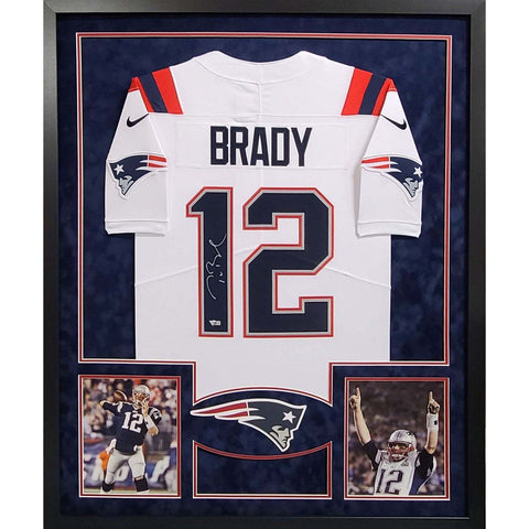 Tom Brady Autographed Signed Framed New England Patriots Jersey FANATICS