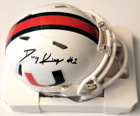 D'Eriq King Autographed Miami Hurricanes Mini Helmet Beckett Authenticated