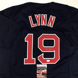 Autographed/Signed FRED LYNN Boston Blue Baseball Jersey JSA COA Auto