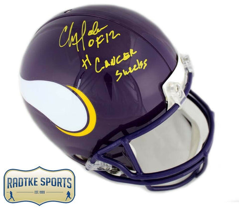 Chris Doleman Signed Vikings Throwback Authentic Helmet- HOF 12, Cancer Sucks