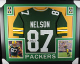 JORDY NELSON (Packers green SKYLINE) Signed Autographed Framed Jersey JSA