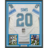 Framed Autographed/Signed Billy Sims 80 ROY 35x39 Detroit White Jersey JSA COA