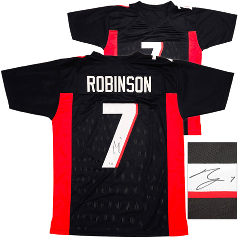 ATLANTA FALCONS BIJAN ROBINSON AUTOGRAPHED BLACK JERSEY BECKETT WITNESS 230586