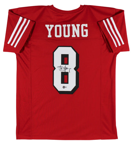 Steve Young Authentic Signed Red Pro Style Jersey w/ Dropshadow BAS