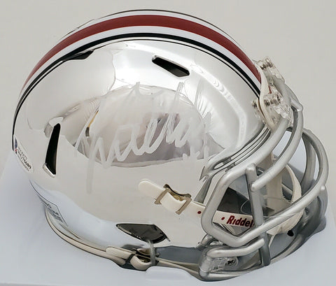 JUSTIN FIELDS AUTOGRAPHED OHIO STATE CHROME SPEED MINI HELMET BECKETT 189798