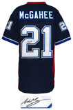 Willis McGahee (BILLS) Signed Navy Blue Custom Football Jersey - (SCHWARTZ COA)