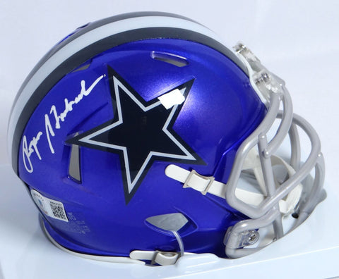 Roger Staubach Autographed Cowboys Flash Mini Helmet -Beckett W Holo * White