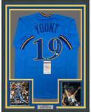 Framed Autographed/Signed Robin Yount 35x39 Milwaukee Blue Jersey JSA COA