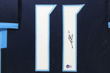 A.J. BROWN (Titans dark blue TOWER) Signed Autographed Framed Jersey Beckett