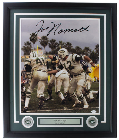 Joe Namath Signed Framed 16x20 New York Jets Photo JSA ITP