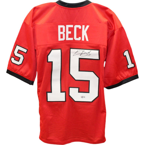 Carson Beck Autographed/Signed College Style Red Jersey Beckett 47527