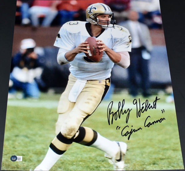 BOBBY HEBERT AUTOGRAPHED NEW ORLEANS SAINTS 16x20 PHOTO W/ CAJUN CANNON