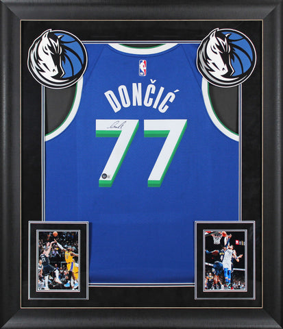 Mavericks Luka Doncic Authentic Signed Blue Nike Framed Jersey BAS #AD64284