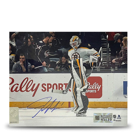 Jeremy Swayman Warming Up Boston Bruins Autographed 8x10 Hockey Photo JSA PSA