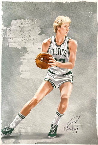 Larry Bird 13x19 Boston Celtics Lithograph Signed by Tony Santiago