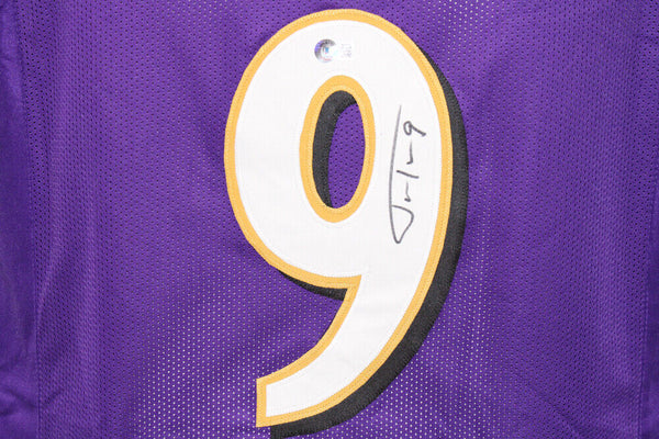 Justin Tucker Authentic Signed Purple Pro Style Framed Jersey BAS