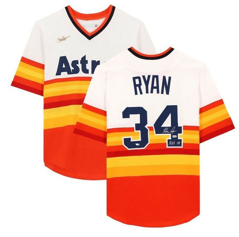 NOLAN RYAN Autographed "HOF 99" Astros Authentic Throwback Jersey FANATICS