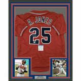 FRAMED Autographed/Signed ANDRUW JONES 33x42 Atlanta Red Jersey PSA/DNA COA Auto