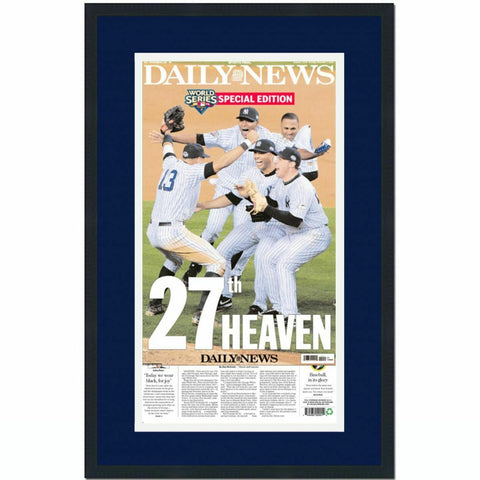 Framed New York Daily News 27th Yankees 2009 World Series Newspaper 17x27 Photo