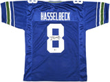 SEAHAWKS MATT HASSELBECK AUTOGRAPHED BLUE THROWBACK JERSEY BECKETT 230045