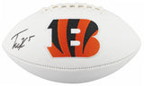 Bengals Tee Higgins Signed Rawlings White Panel Football W/ Case BAS Witnessed