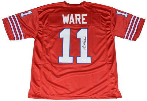 ANDRE WARE AUTOGRAPHED HOUSTON COUGARS #11 RED JERSEY JSA W/ 89 HEISMAN