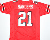 Deion Sanders Autographed Red Pro Style Jersey w/Primetime- Beckett W Hologram