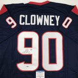 Autographed/Signed Jadaveon Clowney Houston Blue Football Jersey Beckett BAS COA