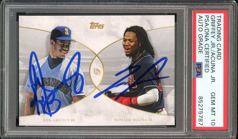 2021 Topps On Demand Dual Ken Griffey Jr. Ronald Acuna Jr. PSA Auto GEM MINT 10