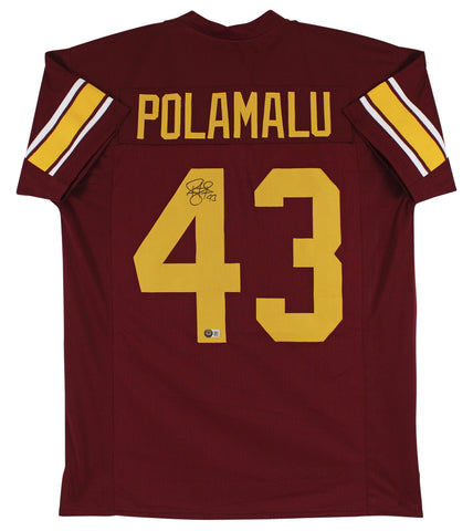 Troy Polamalu Authentic Signed Maroon Pro Style Jersey Autographed BAS Witnessed