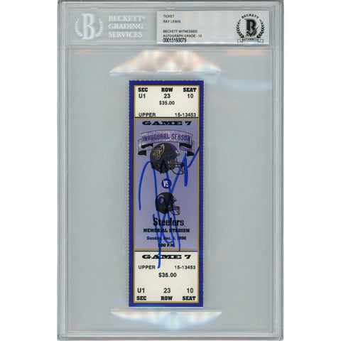 Ray Lewis Autographed Baltimore Ravens 12/01/96 Full Ticket Stub Beckett 47603