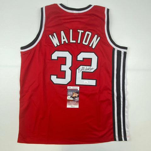 Autographed/Signed Bill Walton Portland Red Basketball Jersey JSA COA