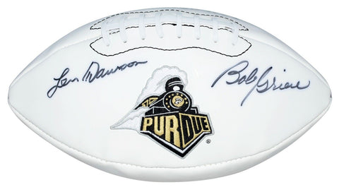 LEN DAWSON & BOB GRIESE SIGNED PURDUE BOILERMAKERS WHITE LOGO FOOTBALL JSA