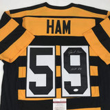 Autographed/Signed JACK HAM HOF 88 Pittsburgh Bumble Bee Jersey JSA COA Auto