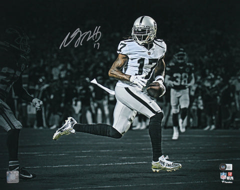 Raiders Davante Adams Signed 16x20 Spotlight Photo w/ White Jersey BAS Witnessed