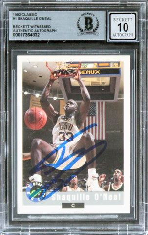 Lakers Shaquille O'Neal Authentic Signed 1992 Classic #1 Card BAS Slabbed