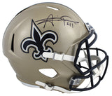 Saints Alvin Kamara Signed Full Size Speed Rep Helmet W/ Case BAS Witnessed