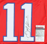 Julian Edelman Signed New England Patriots Red 1985 Throwback Jersey (JSA COA)