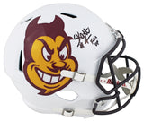 ASU Cameron Skattebo Signed White Sparky F/S Speed Rep Helmet W/ Case BAS Wit